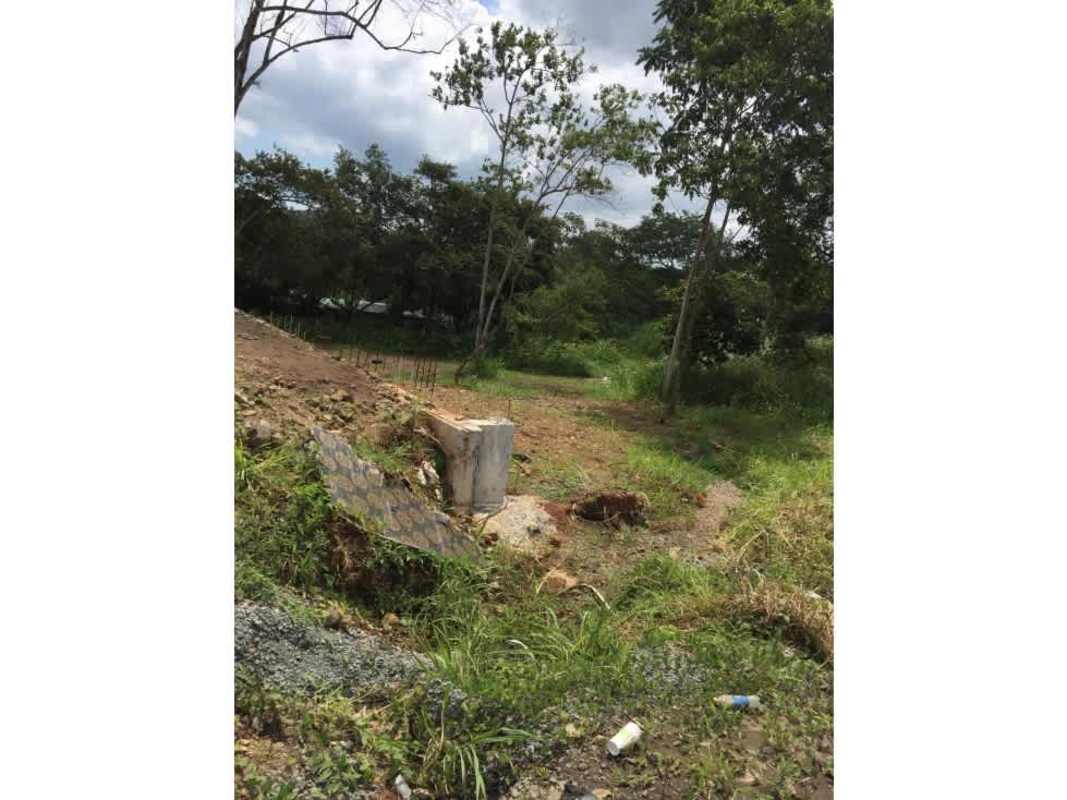 Unbuilt land plot with some debris and greenery in Pedregal by Via Tocumen