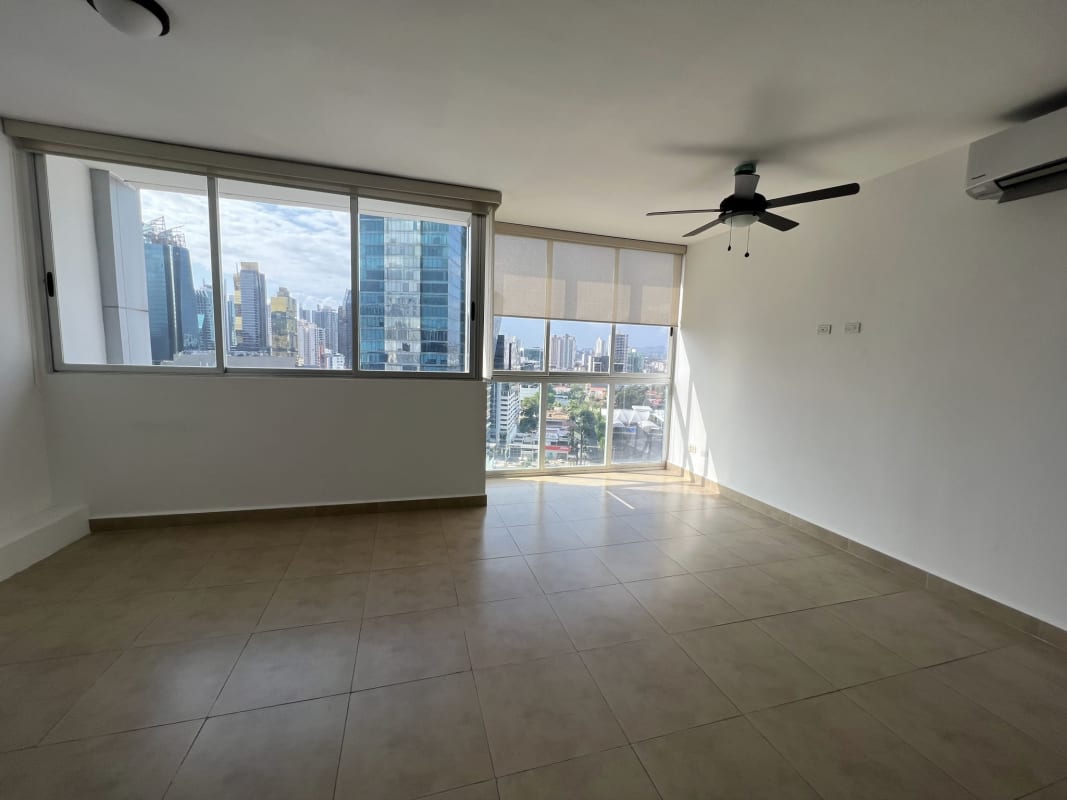Contemporary bathroom with mosaic accent tiles, glass-enclosed shower, and vanity PH The One Obarrio Panama City