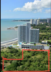 Aerial image showing prime beachfront lot location on Pacific coast in Nueva Gorgona Panama