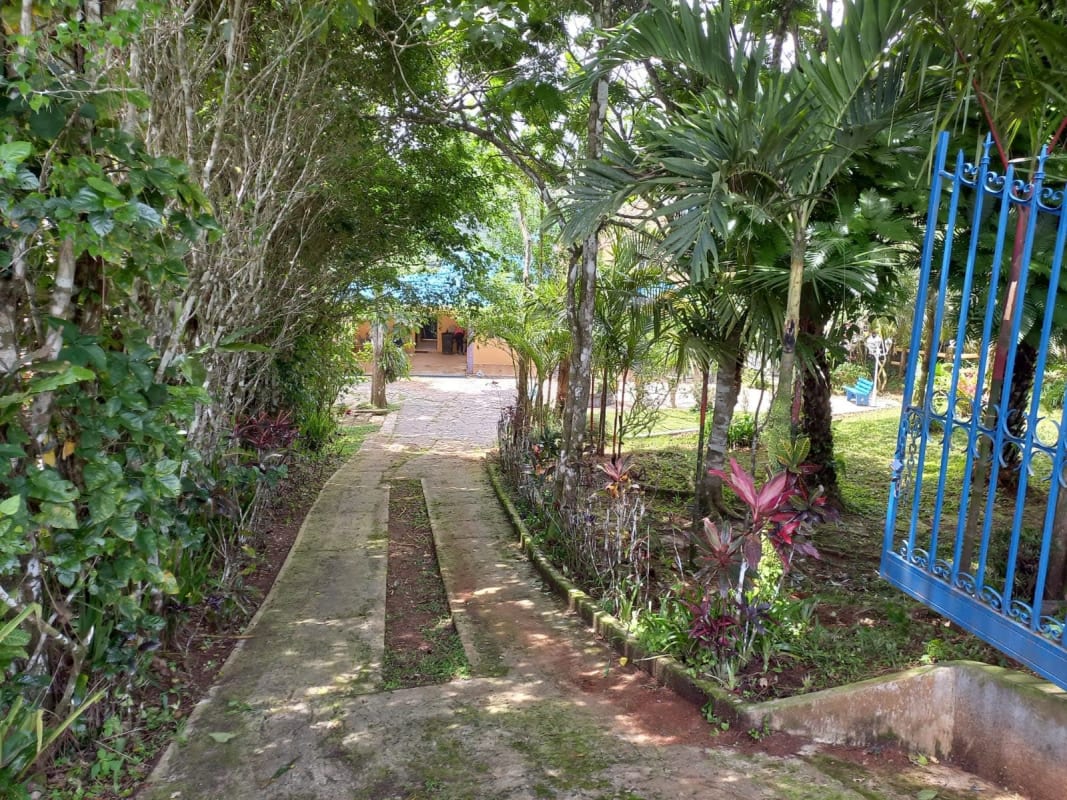 Lush tropical gardens with gazebo and stone pathways Cerro Azul mountain house Panama for sale
