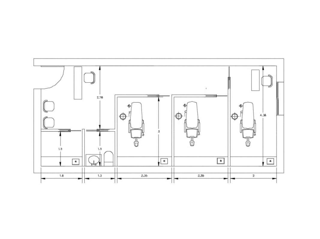 Floor plan showing exam rooms reception dental unit areas Town Center Costa del Este