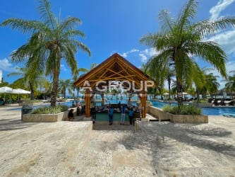 Luxury beachfront pool area with ocean views in Buenaventura beach community Panama