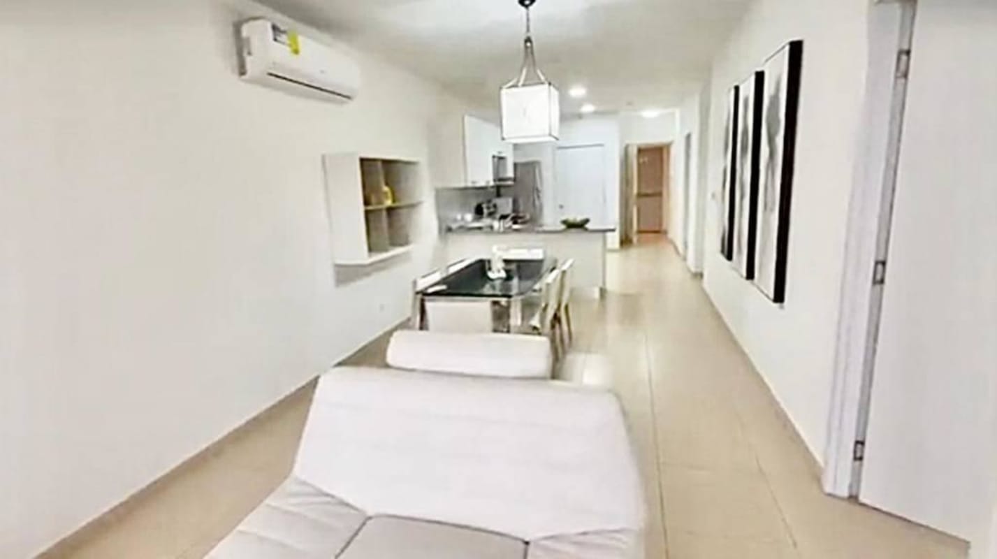 Open modern kitchen island and living area PH Infinity Panama City