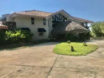 Two-story Mediterranean tropical house main residence on beachfront estate Las Guias Panama