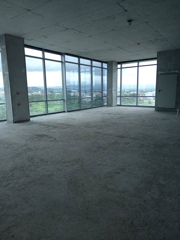 Open unfinished office floor with panoramic city views in Costa del Este Panama City