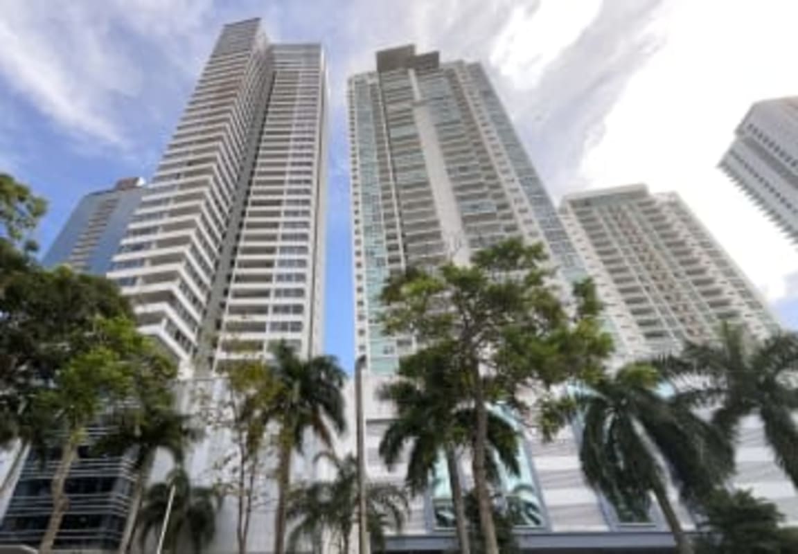 Modern high-rise building exterior with balconies PH Elevation Costa del Este Panama