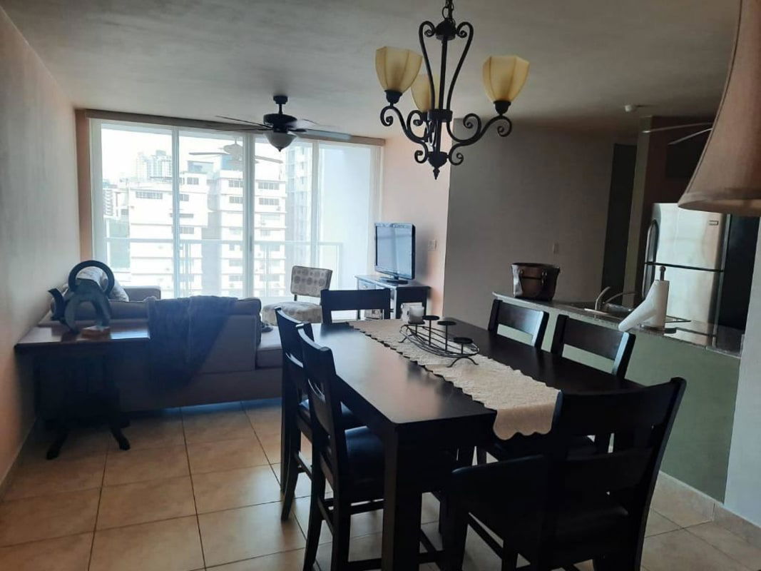 Modern living dining and open kitchen with balcony view PH El Cangrejo Panama