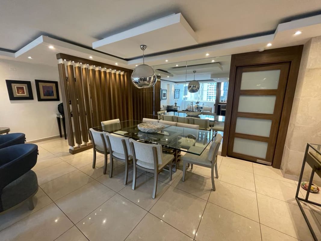 Master bedroom with ensuite bath and city skyline views PH Sophia Tower Obarrio Panama