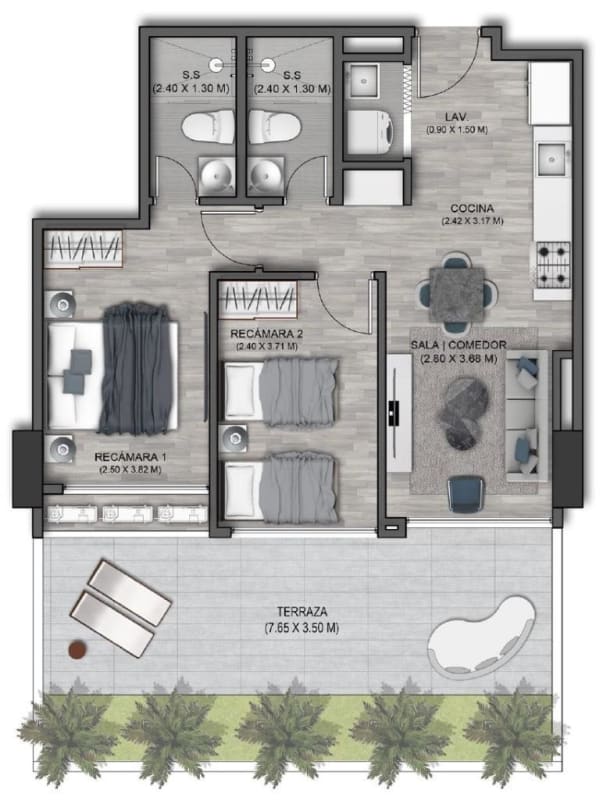Sleek new kitchen with granite countertops in PH Quatrium Carrasquilla Panama