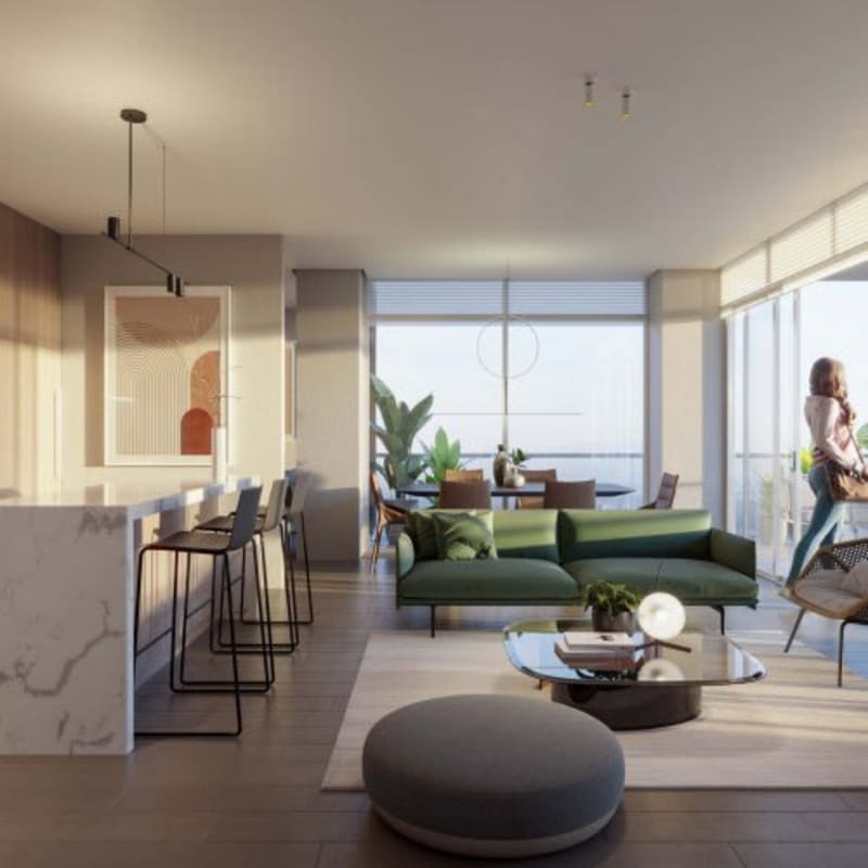 Modern living area open kitchen dining PH Nogal Costa del Este Panama