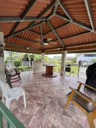 Gazebo with seating and garden view, perfect for entertaining in Chitré