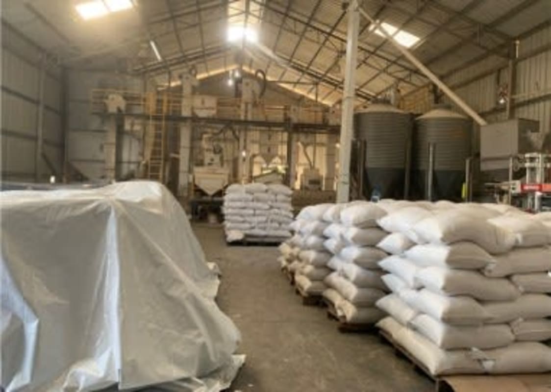 Interior of warehouse housing rice milling and storage machinery Chepo Panama