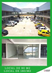 Empty 90m2 commercial space with white walls, tile flooring and floor-to-ceiling glass in Fortune Center Costa Verde