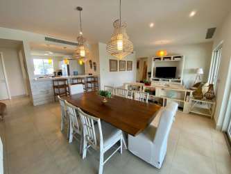 Fully equipped kitchen granite countertops wood cabinets Casamar Marinazul Panama