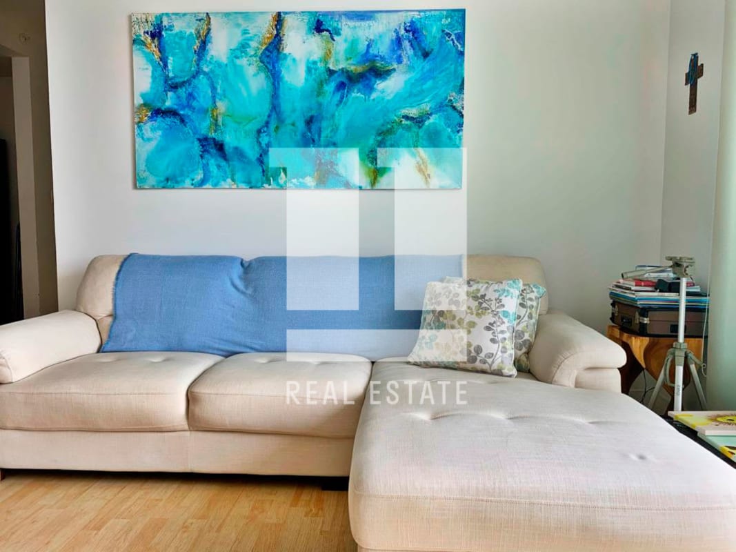 Bright living dining room with balcony, city view, Foresta Tower apartment Panama