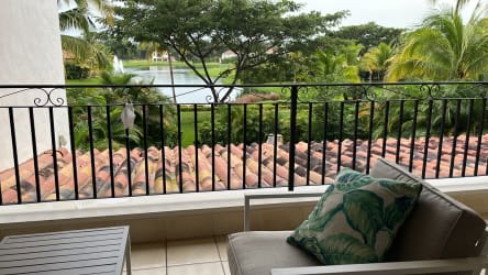 Traditional kitchen with granite countertops, wood cabinets, stainless steel appliances in Buenaventura beach rental