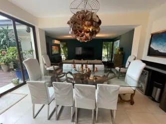 Contemporary dining with art and lighting Paseo de las Casas Panama