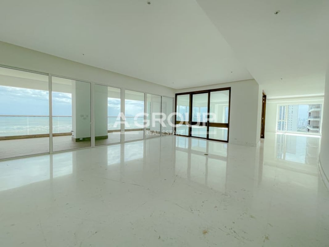 Large balcony wraparound with ocean view high-rise apartment Costa del Este Panama