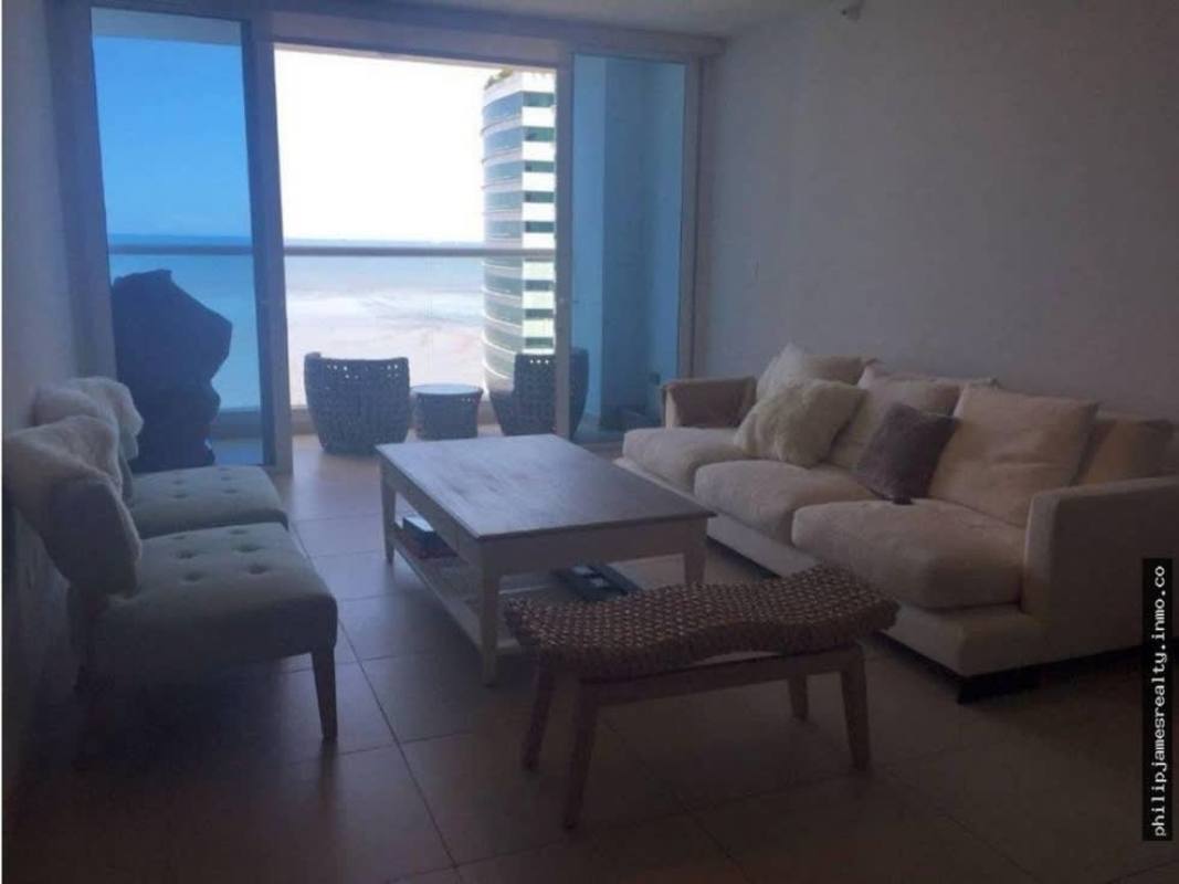 Kitchen with granite countertops, cabinets and large window at PH Country Club Costa del Este Panama