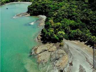 Panoramic ocean views with lush tropical jungle on Isla Brava island Panama
