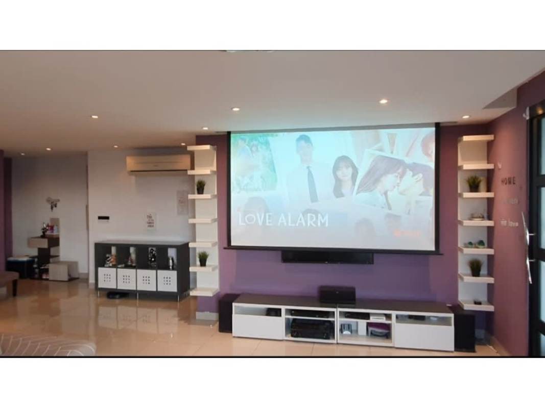 Large windows bright kitchen with dining at Highland View Panama City apartment