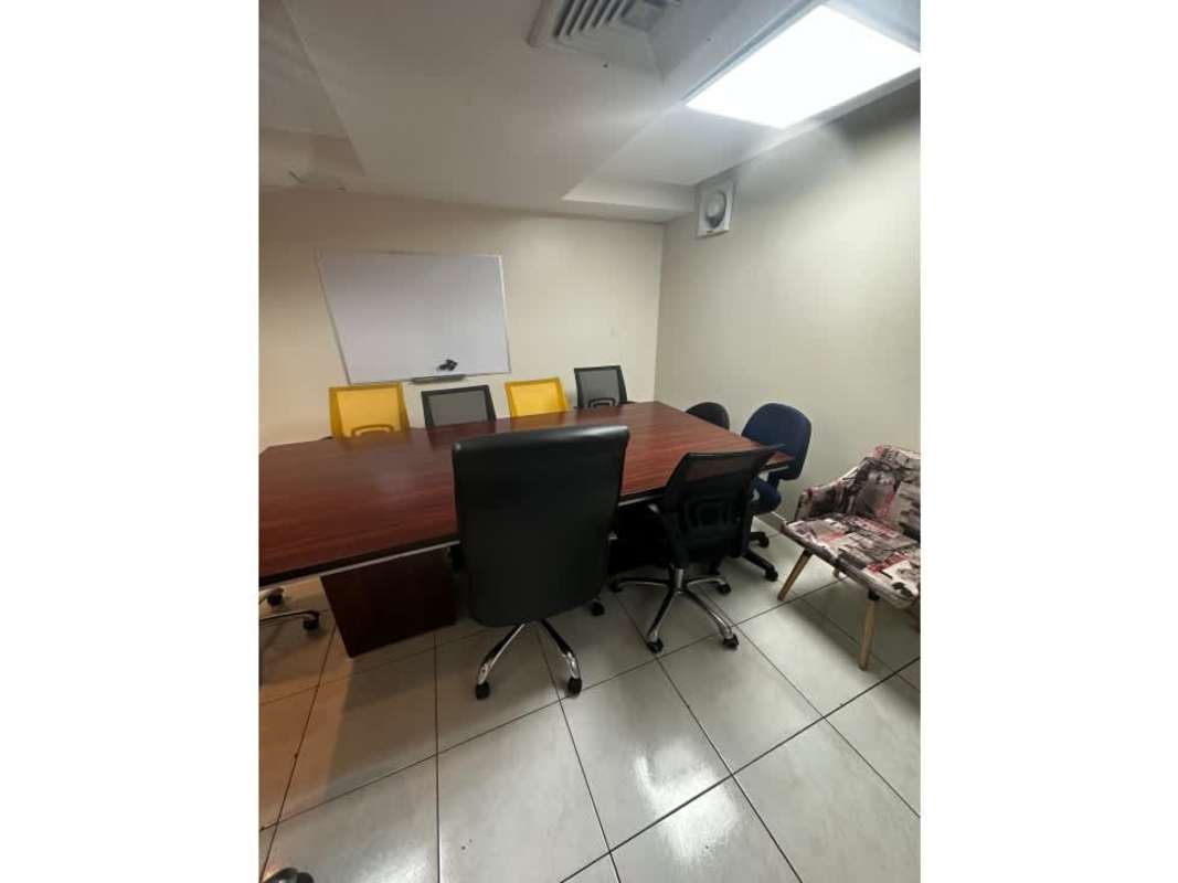 Small office kitchenette with cabinets, sink and tiled walls in Plaza 50 Tower Calle 50 Panama