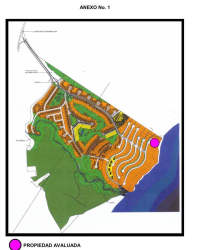 Master plan aerial showing marina, golf course, Pacific beachfront and residential lots in Vista Mar San Carlos