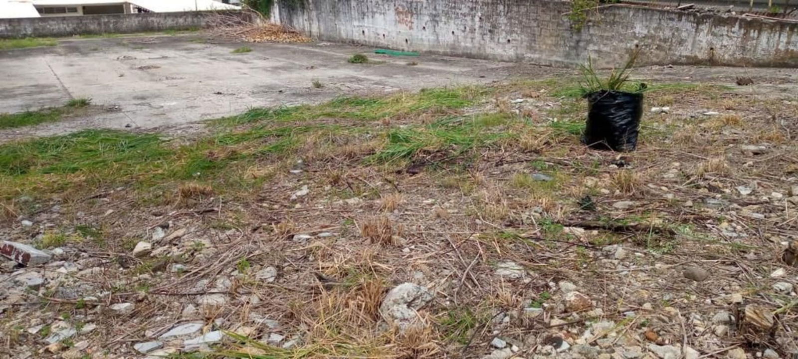 Fenced corner lot with partial concrete in central neighborhood near Via Argentina