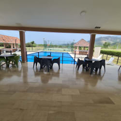 Covered outdoor patio with pool and gazebo Punta Chame Panama real estate