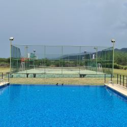Outdoor recreation with pool, fenced tennis court and landscaping Punta Chame Panama