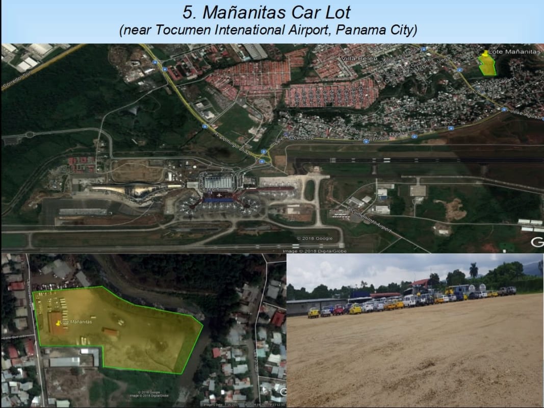 Aerial and ground view of commercial lot near Tocumen International Airport in Mañanitas Panama ideal for development or vehicle storage