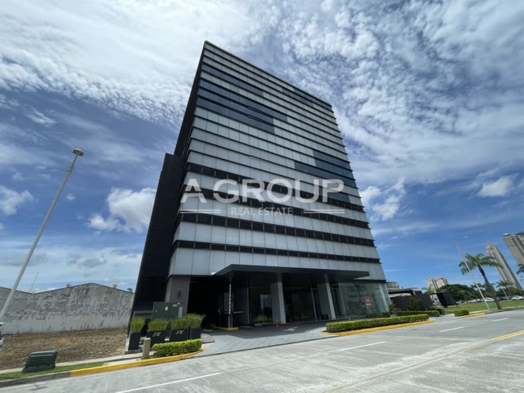 Contemporary office tower glass facade commercial complex Costa del Este Panama