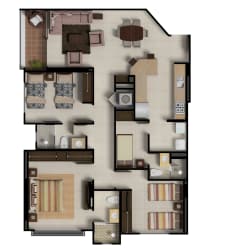 Bedroom with panoramic windows and nature views apartment Tucan Country Club Panama Pacifico