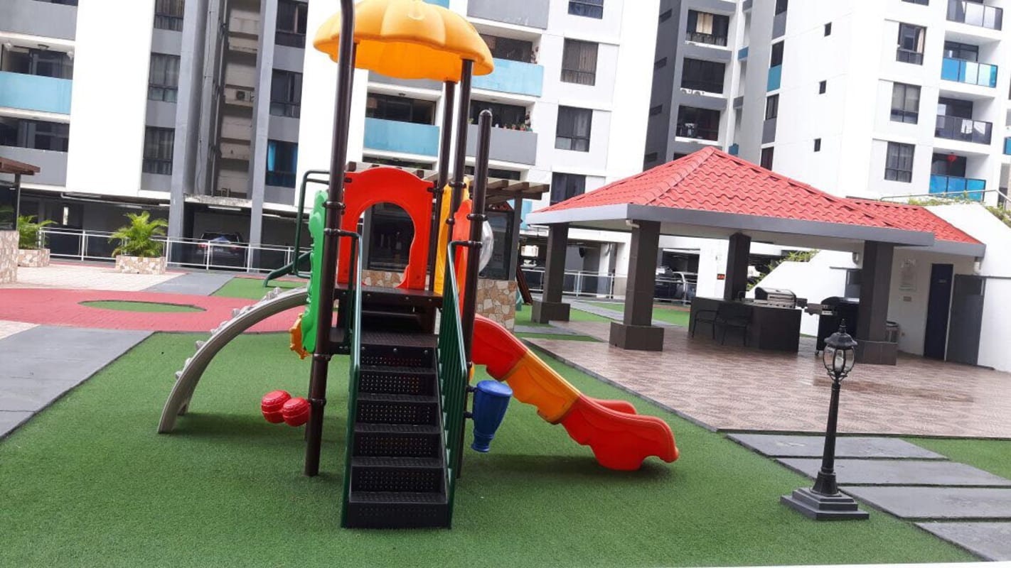 Children's playground with gazebo barbecue lounge at PH Terrazas del Rey Condado del Rey Panama