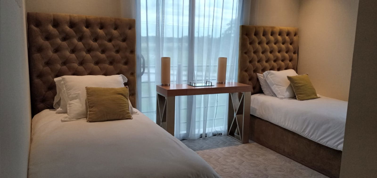 Contemporary bathroom with glass-enclosed shower, ceramic tile, and vanity Costa Sur Panama