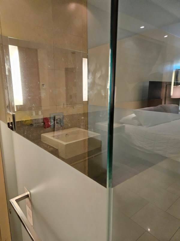 Aerial view of illuminated swimming pools and towers PH The Ocean Club Panama