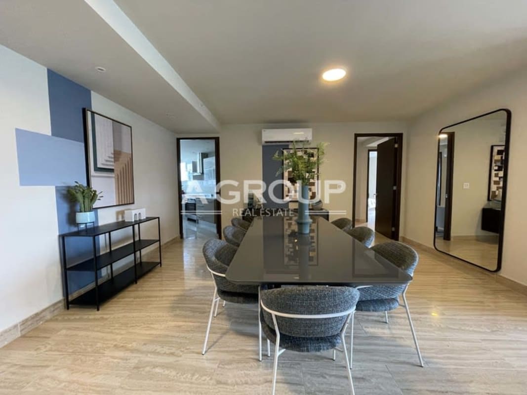 Contemporary bedroom with large windows at The Regent Costa del Este Panama