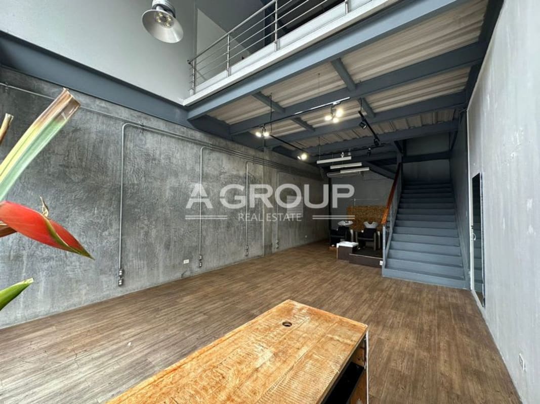 View from mezzanine inside commercial property overlooking lobby and parking Plaza SF69 Panama City