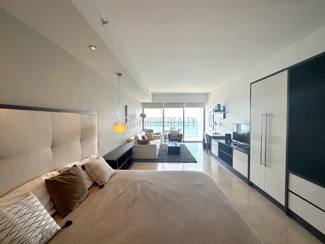 Spacious luxury studio with ocean views and marble floors at JW Marriott Punta Pacifica