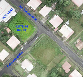 Aerial photo of 800 m2 corner residential lot at intersection in Villa Cumbrera Penonomé Coclé Panama