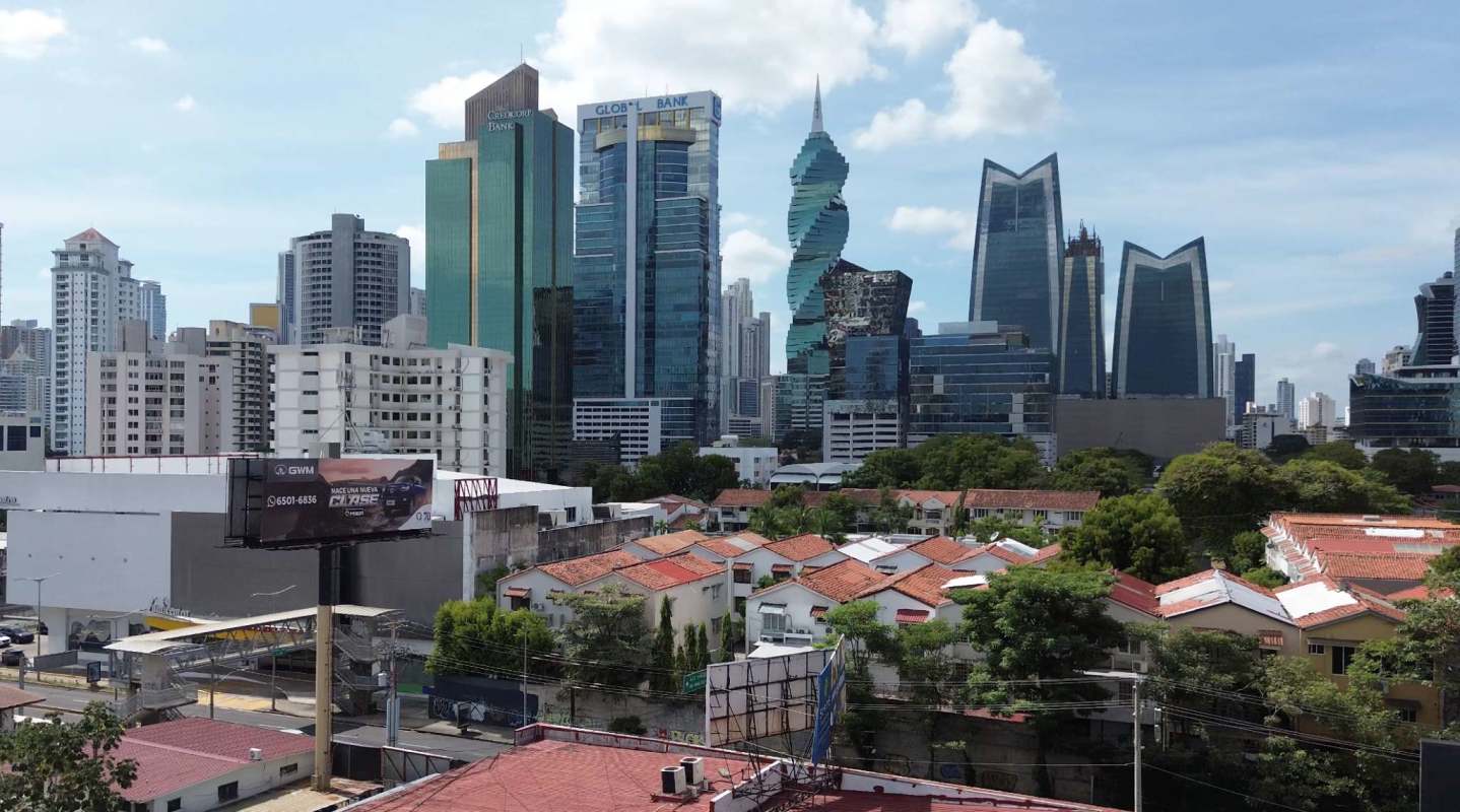 Panama City skyline with modern skyscrapers and commercial district by Display Plaza