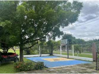 Outdoor basketball court in private tropical yard at Playa Gorgona Panama