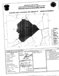 Cadastral certificate image showing black outlined rural property boundaries near Penonomé