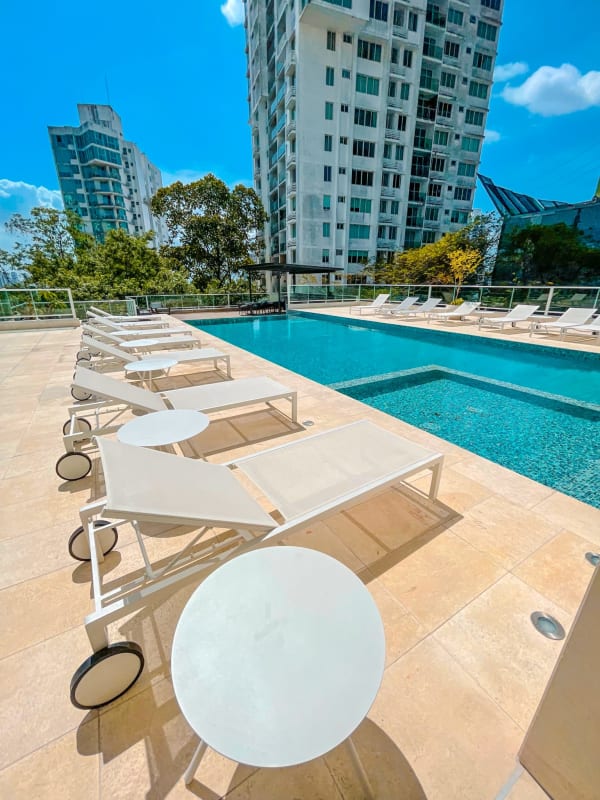 Exterior facade glass balconies PH La Loma Hato Pintado Panama City