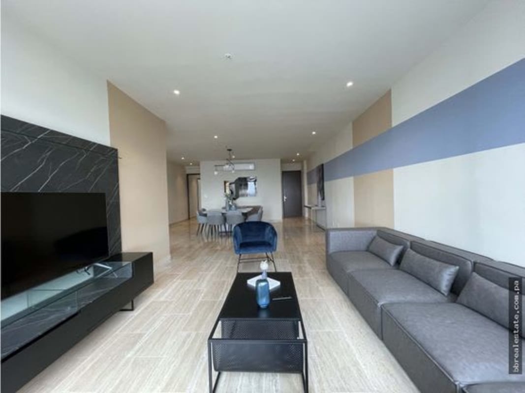 Stylish kitchen with white cabinets stainless appliances in luxury tower Panama