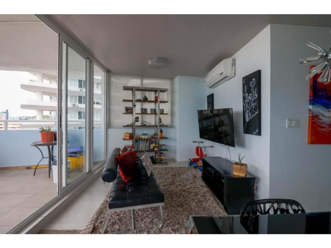 Spacious living dining with large windows ocean views PH Bay View Tower Panama