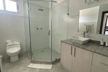 Outdoor covered terrace with private pool in Punta Barco house for sale