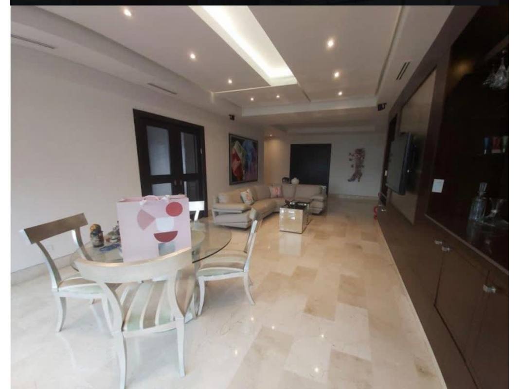 Luxury bathroom with marble tiles, large mirror, glass shower in PH Torre Imperial La Cresta Panama City