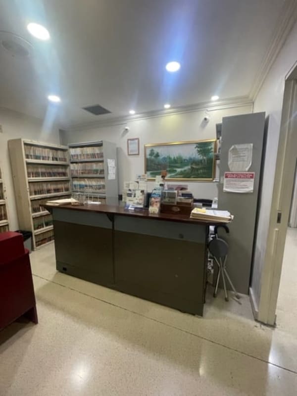 Reception desk inside medical office at PH Consultorios Medicos Paitilla Punta Pacifica Panama City