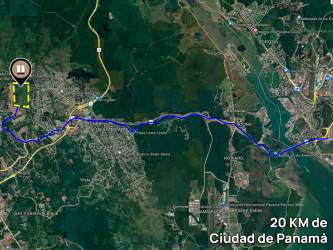 Satellite view highlighting proximity of 80 hectares plot Arraijan to Panama City